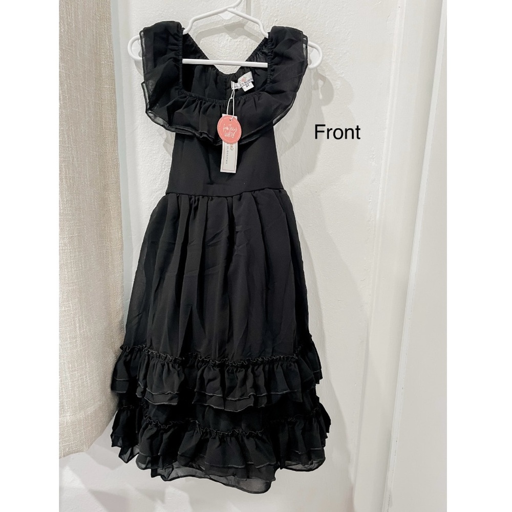 Bailey’s Blossoms Black Ruffle Maxi dress